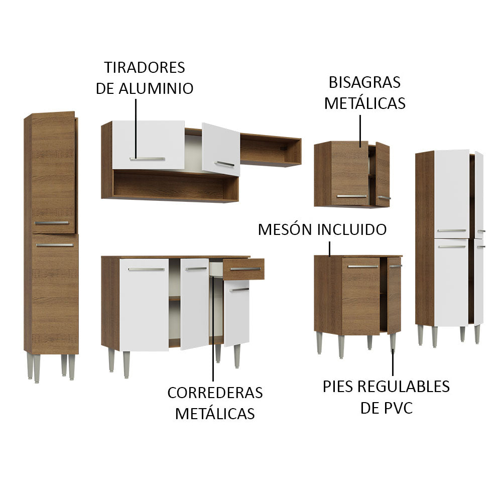 Cocina Integral 325cm Emilly Marrón/Blanco Madesa 02