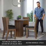 Juego de Comedor Mesa Tablero de Madera 4 Sillas Marrón/Gris/Negro Samara Madesa