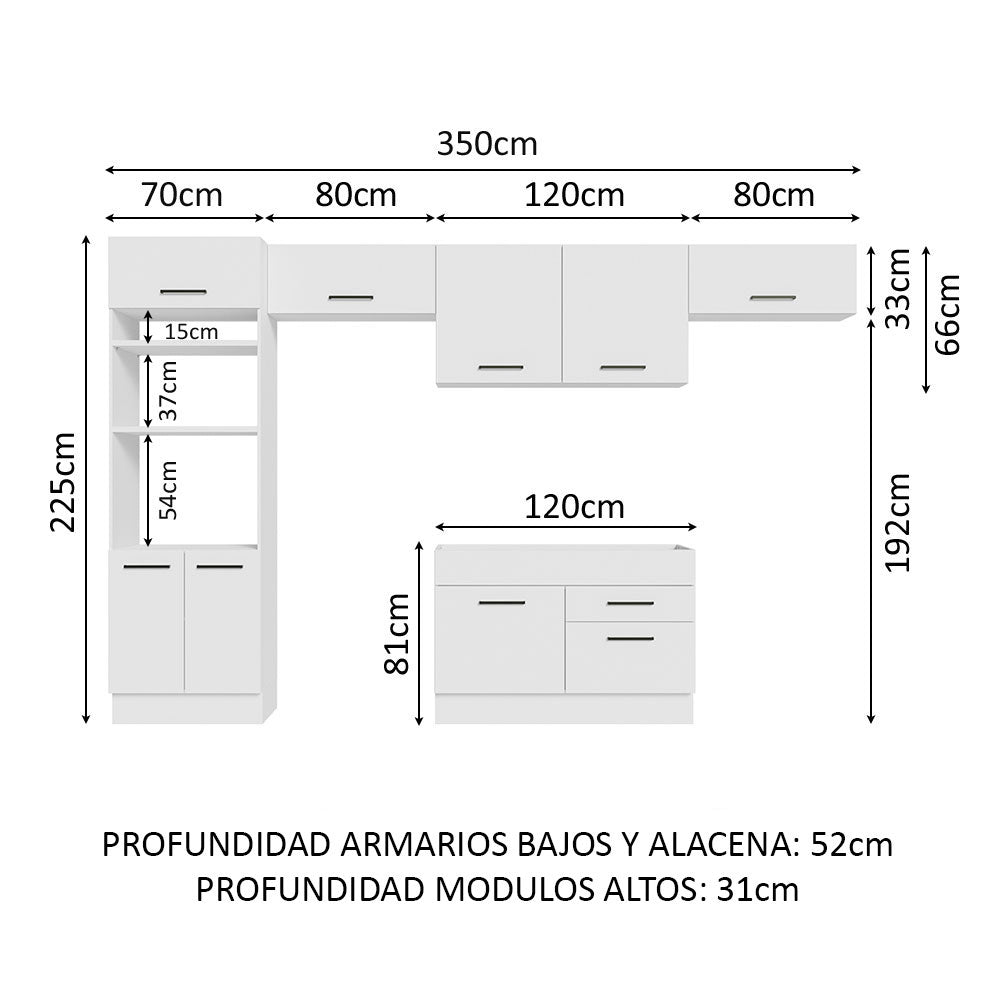 Cocina Integral 350cm Blanco Agata 01