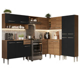 Cocina Integral Esquinera 417 cm Emilly Marrón/Negro 02