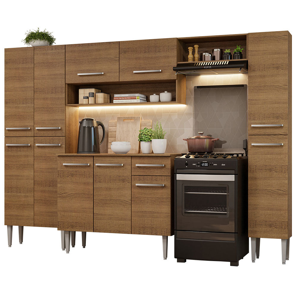 Mueble de Cocina Integral Emilly Hit 261cm Marrón