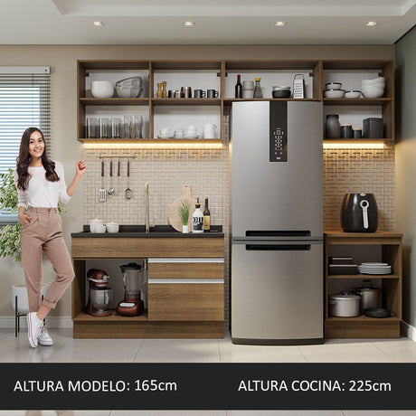 Cocina Integral 260cm Marrón Glamy Madesa 05