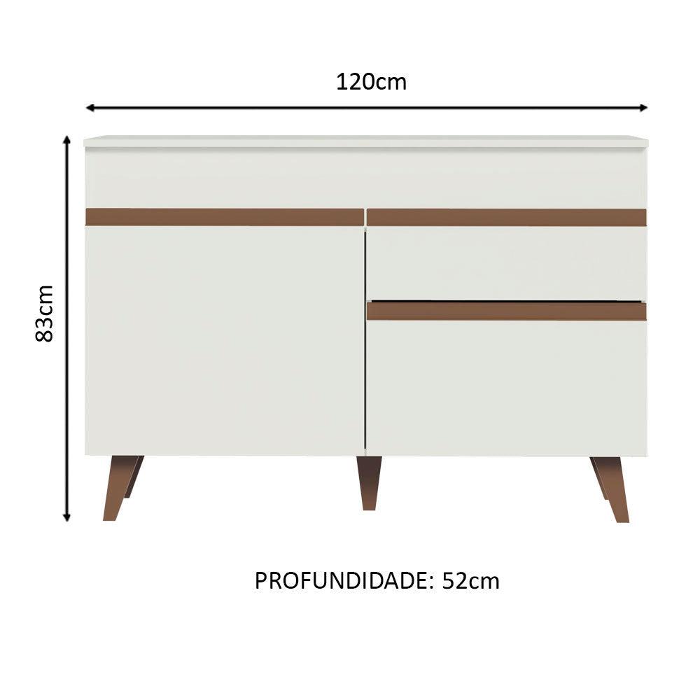 Gabinete Bajo para Fregadero 120 cm 2 Puertas 1 Cajón Blanco Reims Madesa