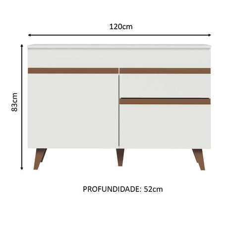 Mueble para Fregadero 120 cm 2 Puertas 1 Cajón Blanco Reims