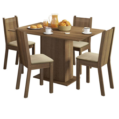 Juego de Comedor Lexy Madesa Mesa Tapa de Madera con 4 Sillas