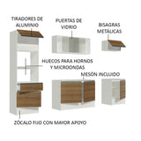 Mueble de Cocina Integral 240cm Blanco/Marrón Topazio Madesa