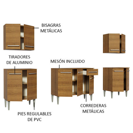 Cocina Integral 233cm Marrón Emilly King Madesa 01