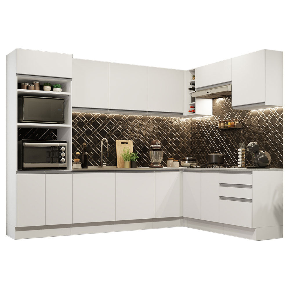 Cocina Integral Esquinera 479cm Blanco Glamy Madesa 01