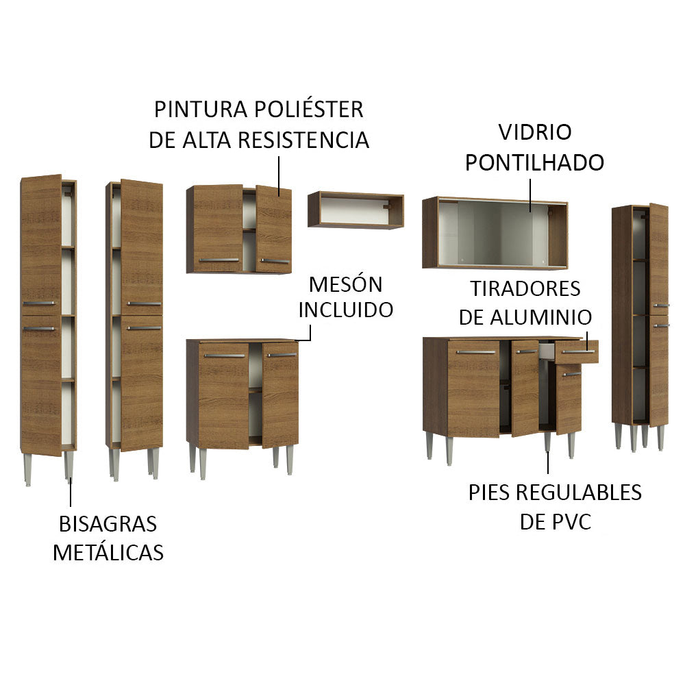 Cocina Integral 325cm Emilly Marrón Madesa 03