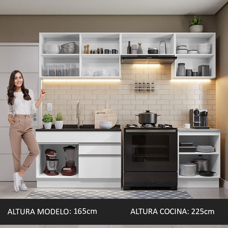 Cocina Integral 260cm Blanco Glamy Madesa 04