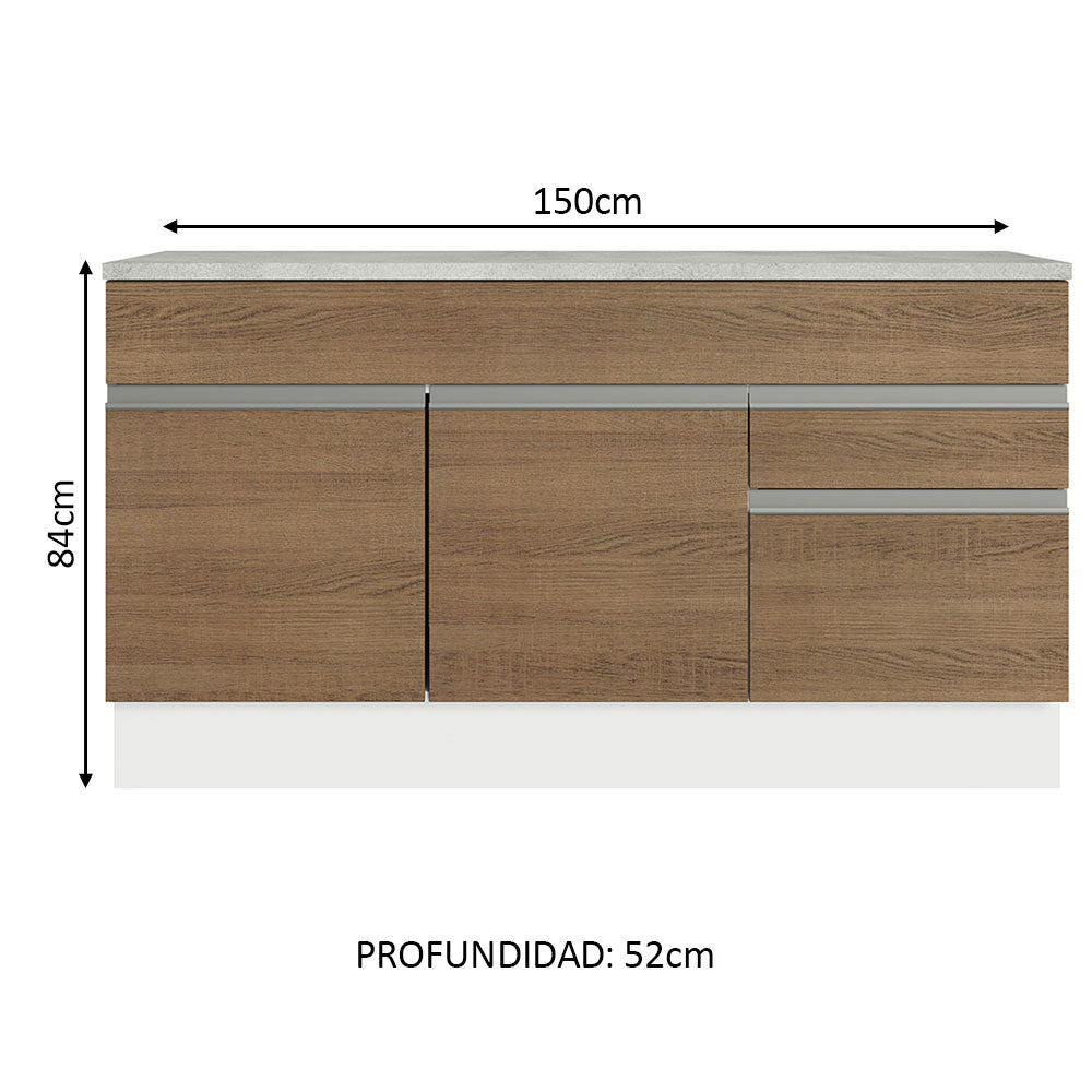 Mueble Madesa Glamy 150cm 2 cajones 2 puertas (con encimera)