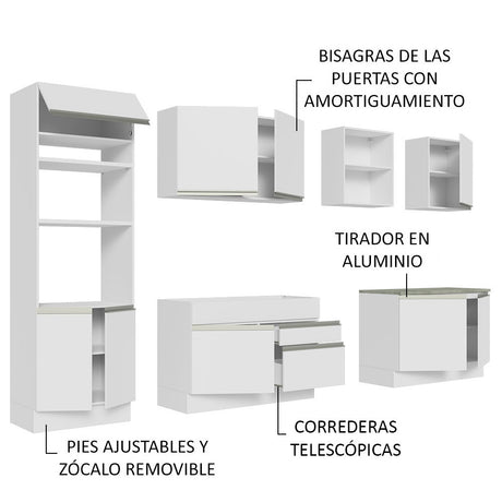 Cocina Integral 310cm Blanco Glamy Madesa 02