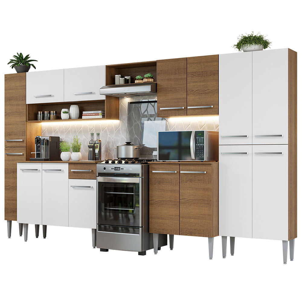 Cocina Integral 325cm Emilly Marrón/Blanco Madesa 02