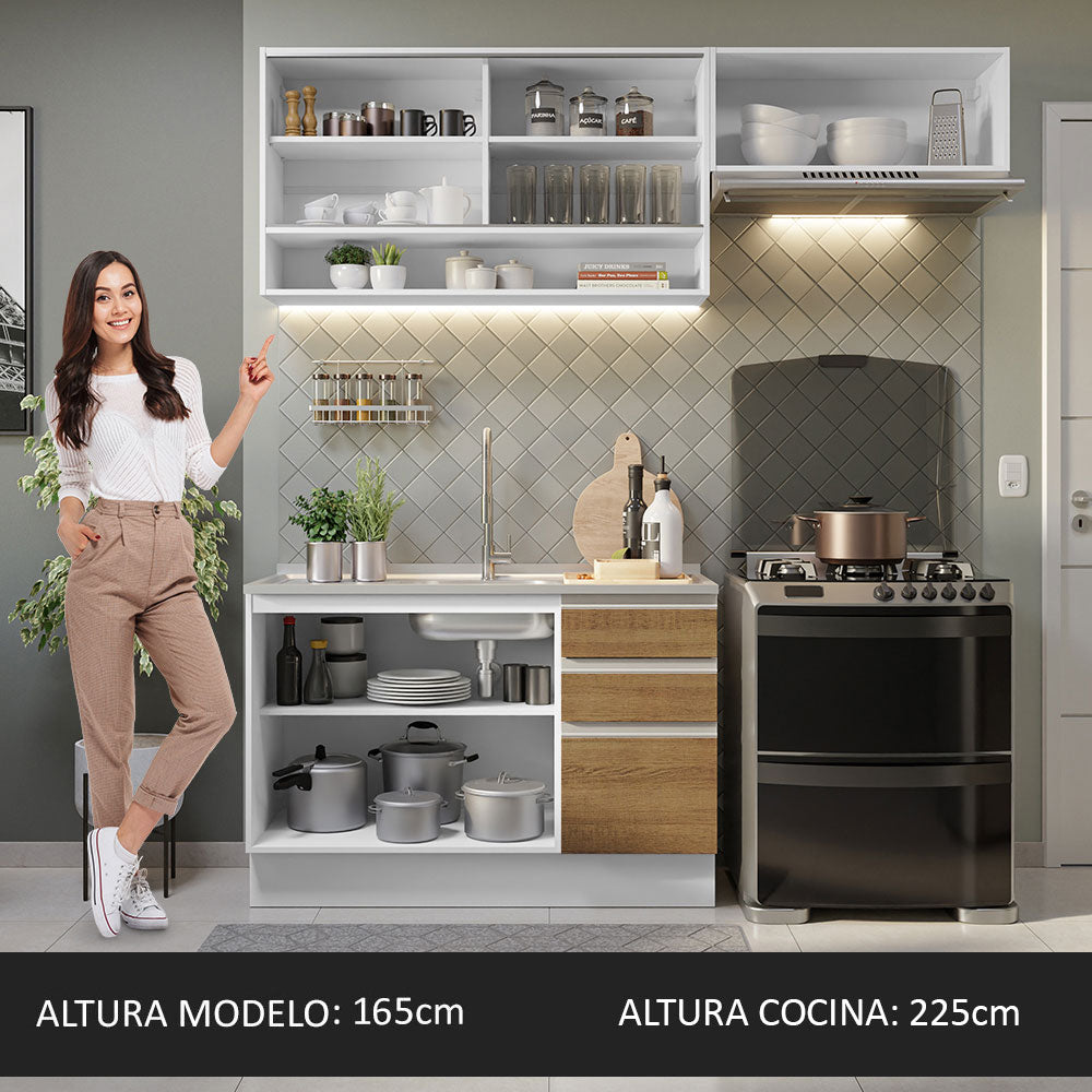 Cocina Integral 200cm Blanco/Marrón Glamy Madesa 08