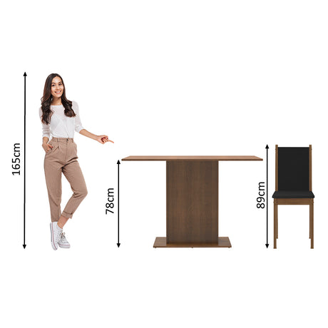 Juego de Comedor Madesa Talita Mesa Tablero Madera 4 Sillas Marrón/Negro