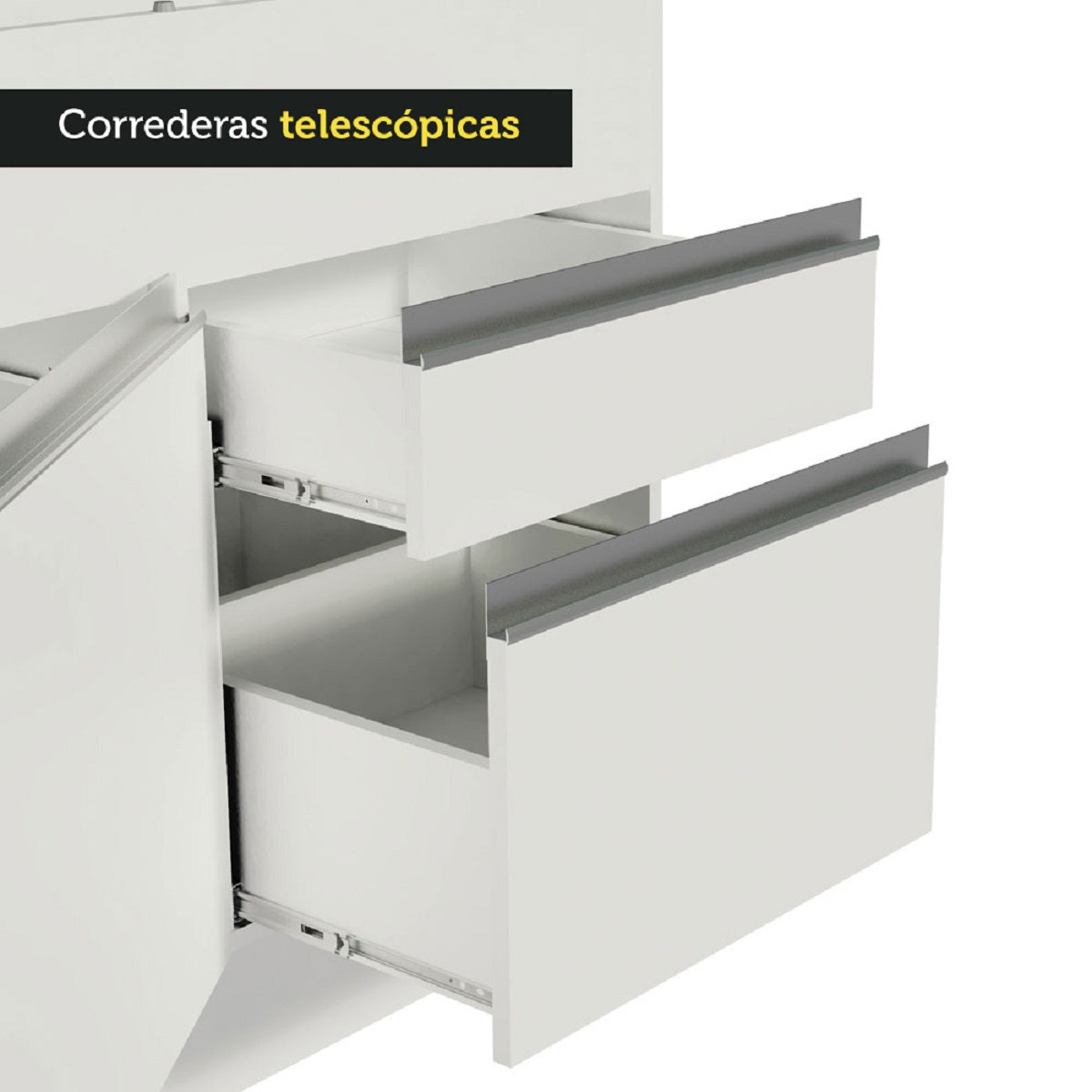 Mueble de Cocina Para Fregadero Madesa Glamy 150 cm 2 Puertas y 2 Cajones (Sin Tablero Ni Fregadero) Blanco