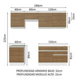 Cocina Integral 240cm Blanco/Marrón Glamy Madesa 08