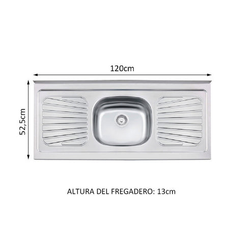 Cocina Compacta 120cm Con Mesón de Acero Blanco Glamy Madesa 09