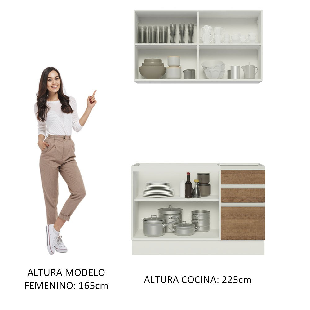 Cocina Compacta 120cm Blanco/Marrón Glamy Madesa 03