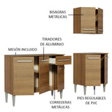 Cocina Compacta 169cm Marrón Emilly Free Madesa 01