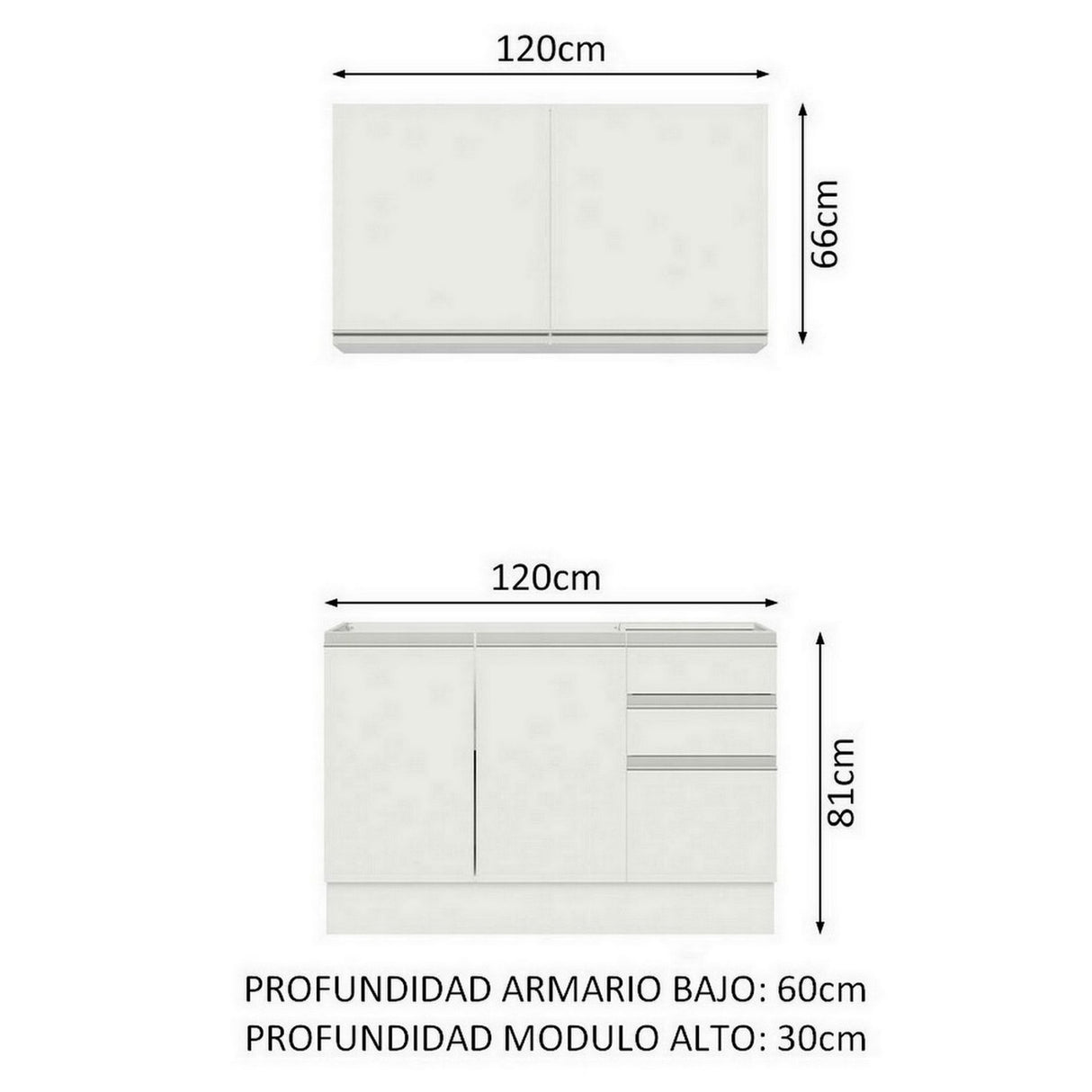 Cocina Compacta 120cm Blanco Glamy Madesa 03