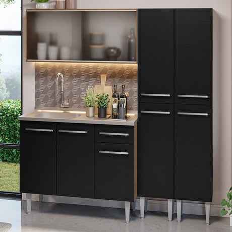 Cocina Compacta 169cm Marrón/Negro Emilly Madesa 11