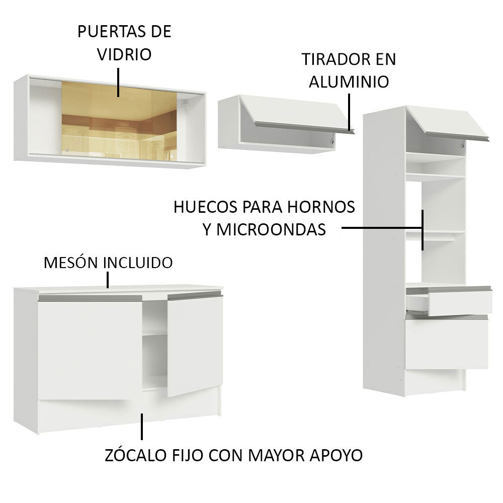 Cocina Integral 260cm Madesa Blanco Diamante 02