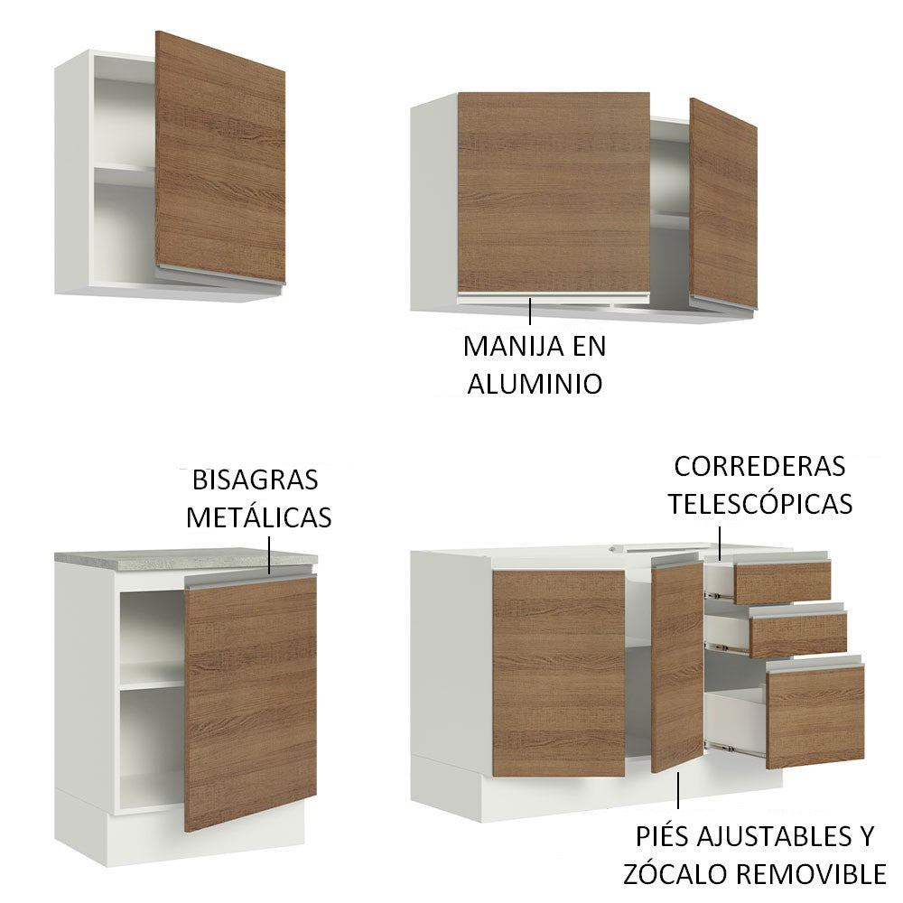 Cocina Compacta 180cm Blanco/Marrón Glamy Madesa 05