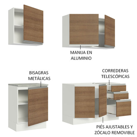 Cocina Compacta 180cm Blanco/Marrón Glamy Madesa 05