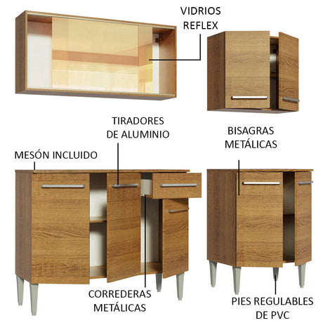 Cocina Compacta 169cm Marrón Emilly Drive Madesa 04