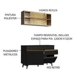 Cocina Compacta 120cm Reims Negro/Marrón 01