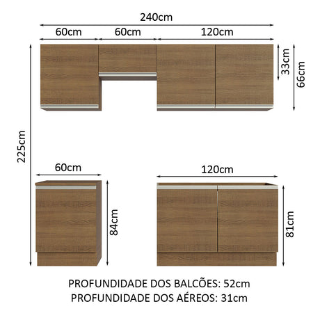 Cocina Integral 240cm Marrón Glamy Madesa 09