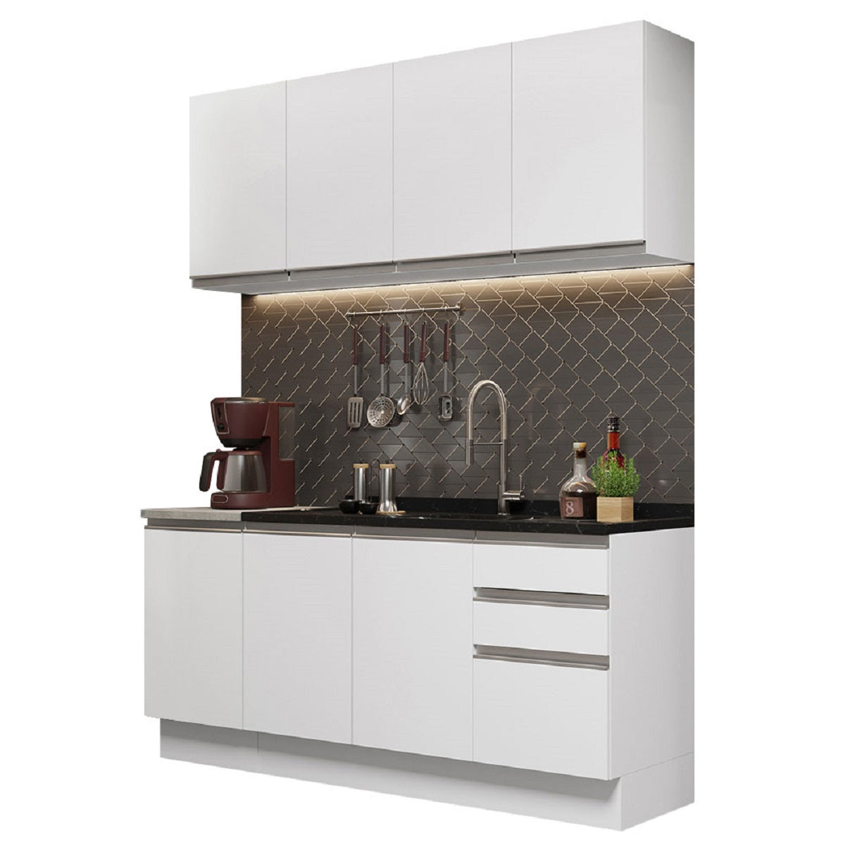 Cocina Compacta 160cm Blanco Glamy Madesa 01