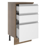 Mueble de Cocina Madesa Glamy 40 cm 3 Cajones Marrón/Blanco