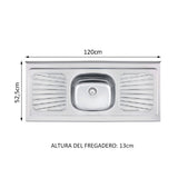 Cocina Compacta 120cm Con Mesón de Acero Blanco Glamy Madesa 04