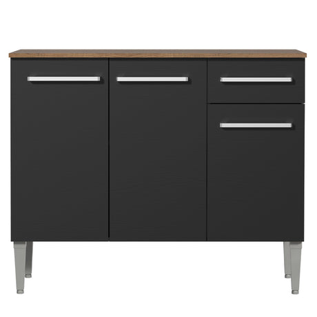 Mueble Mostrador Madesa Emilly 3 Puertas y 1 Cajón - Marron/Negro