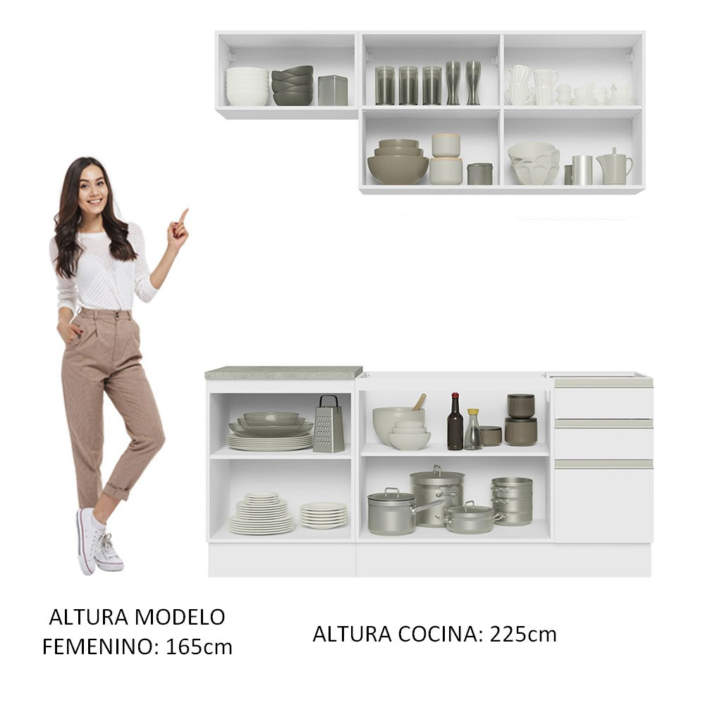 Cocina Compacta 180cm Con Mesón de Acero Blanco Glamy Madesa 11