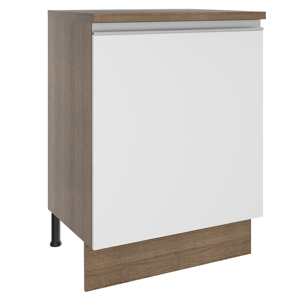 Mueble de Cocina Madesa Glamy 60 cm 1 Puerta Marrón/Blanco