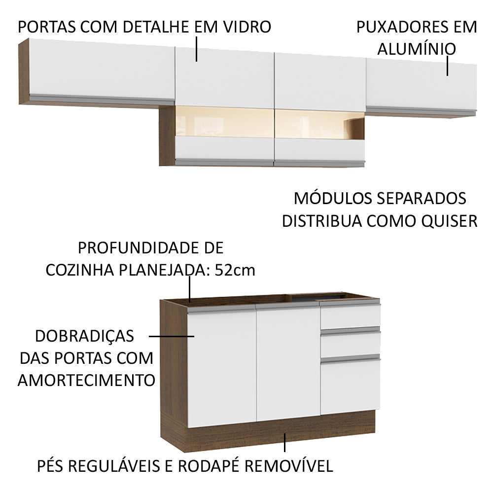 Cocina Integral 280cm Marrón/Blanco Glamy Madesa 01