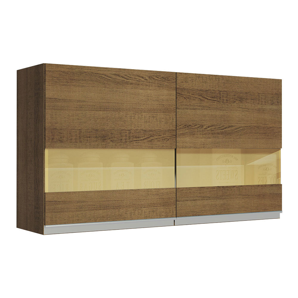 Alacena Madesa Glamy 120 cm 2 Puertas Con Vidrio Marron