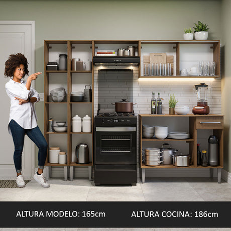 Cocina Integral 229cm Marrón Marrón Emilly Madesa 05