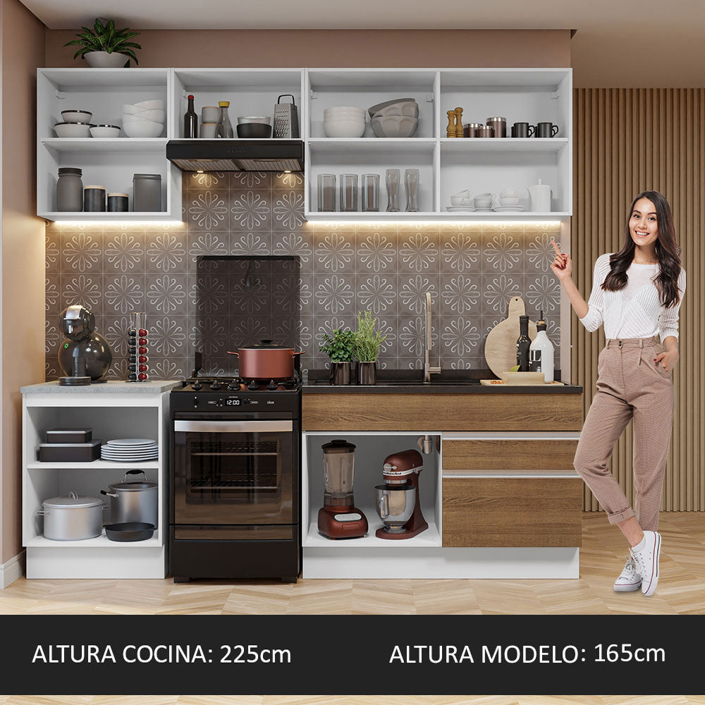 Cocina Integral 240cm Blanco/Marrón Glamy Madesa 08