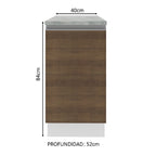 Mueble de Cocina Madesa Glamy 40 cm 1 Puerta Blanco/Marrón