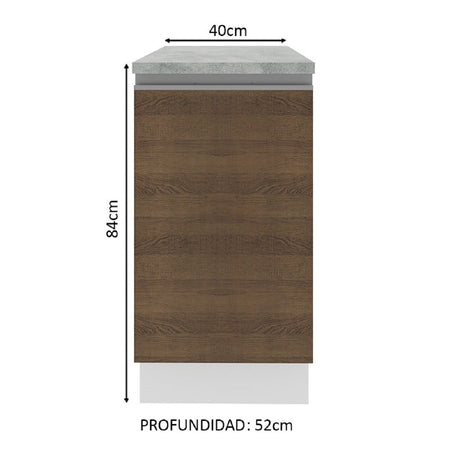 Mueble de Cocina Madesa Glamy 40 cm 1 Puerta Blanco/Marrón