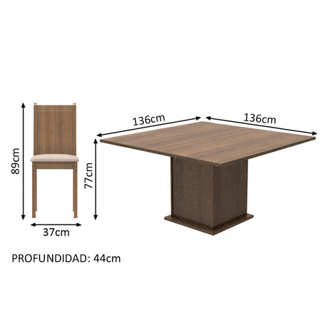 Juego de Comedor Madesa Clarice Mesa Tapa Madera con 8 Sillas