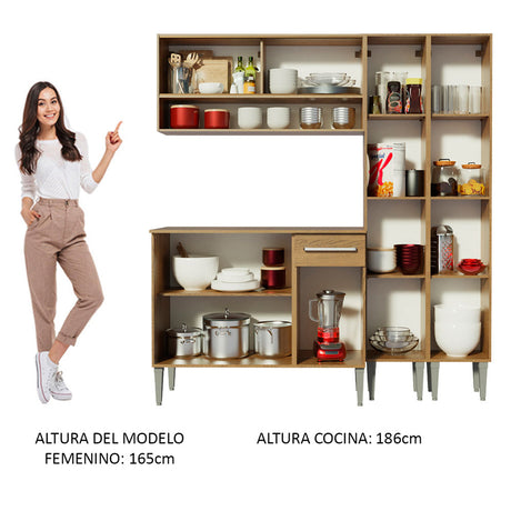 Cocina Compacta 169cm Marrón Emilly Winter Madesa 08