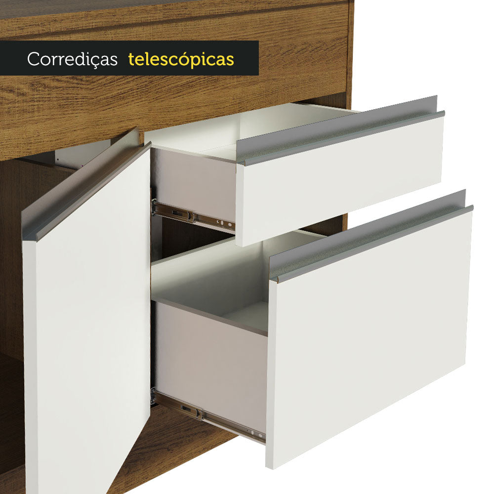 Gabinete Bajo para Fregadero 150 cm 2 Puertas y 2 Cajones (Con Encimera) Glamy Marrón/Blanco