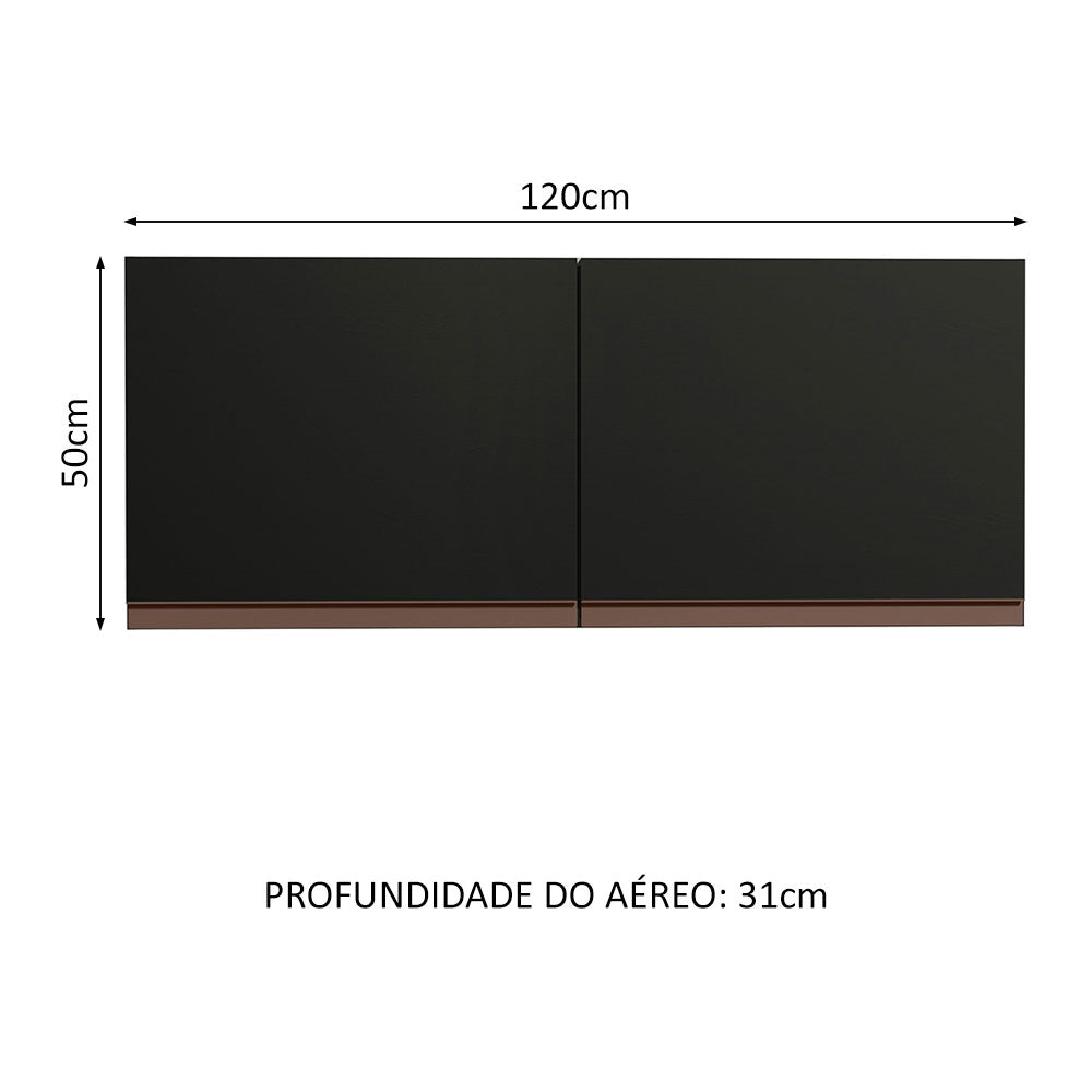 Gabinete Superior 120 x 50 cm 2 Puertas Reims Negro