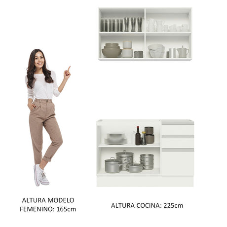 Cocina Compacta 120cm Con Mesón de Acero Blanco Glamy Madesa 09