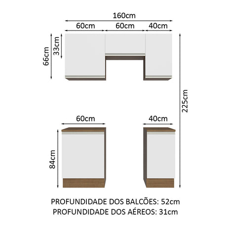 Cocina Compacta 160cm Marrón/Blanco Glamy Madesa 07